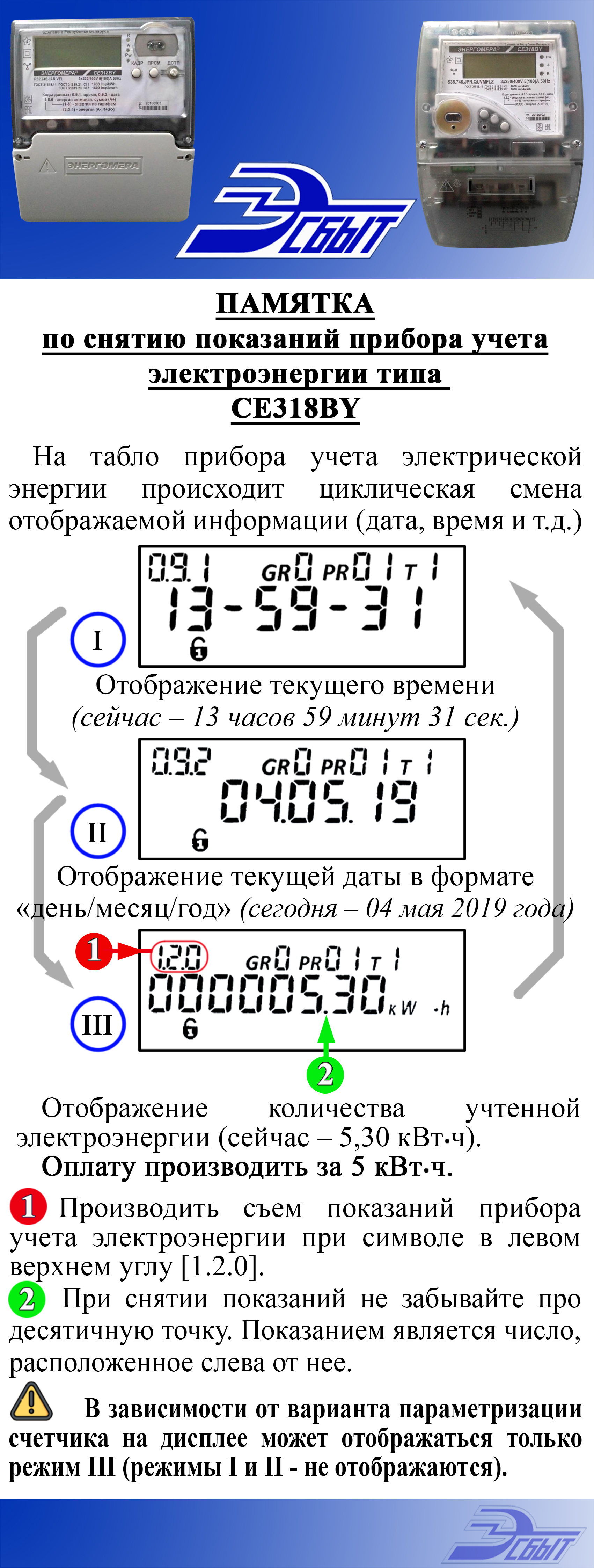 Показания день ночь на счетчике